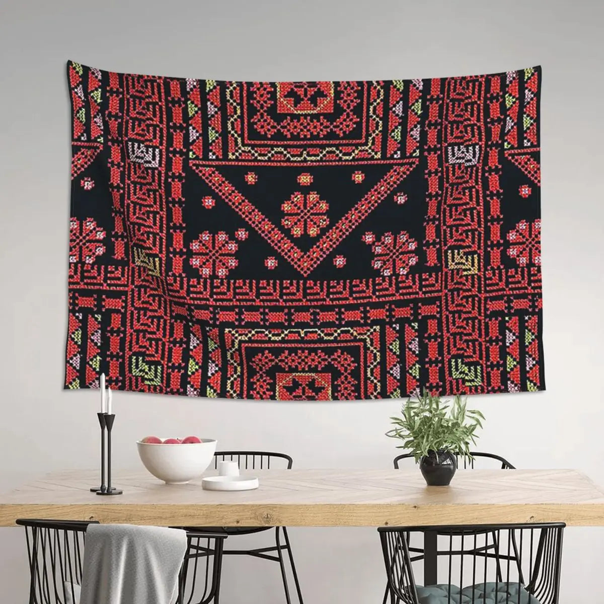 Tatreez-Inspired Printed Wall Hanging 150×100 cm | معلّقة حائط بنقشة فلسطينية