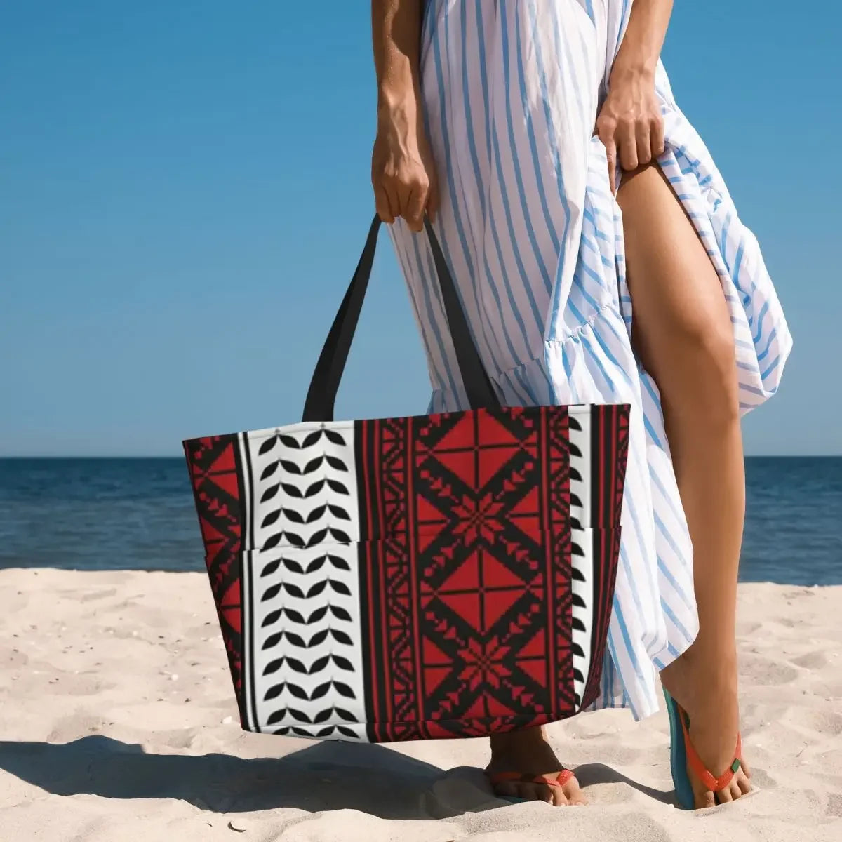 Palestinian-Inspired Large Patterned Tote | حقيبة كبيرة بنقشة فلسطينية