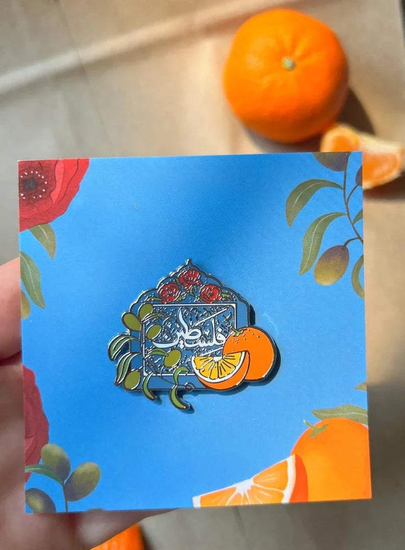 Oranges & Olives Calligraphy Pin