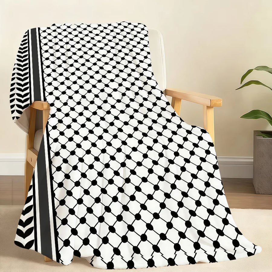 Keffiyeh-Pattern Small Flannel Throw 75×100 cm